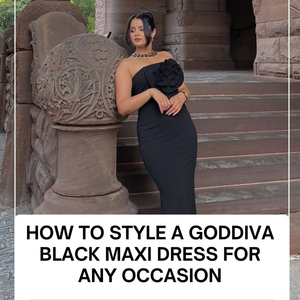 Goddiva Diamante Heart Trim Evening Maxi Dress - Black