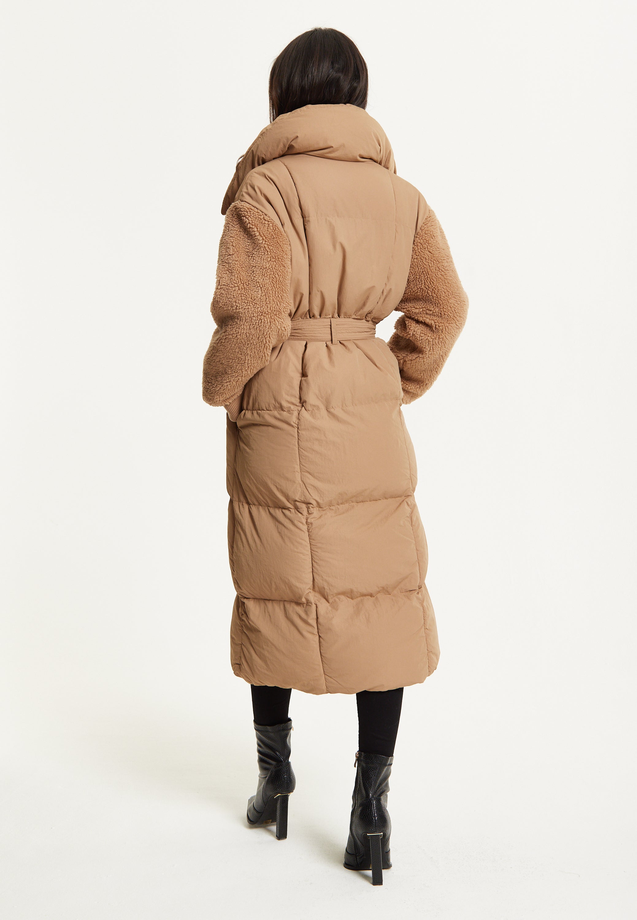 Camel Longline Belted Puffer Coat 25AW-04038