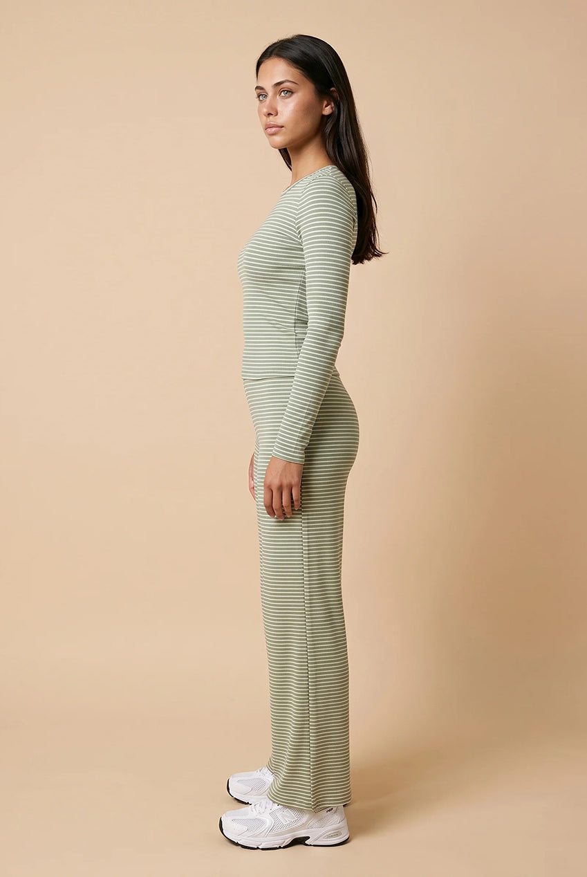 Ribbed Stripe Wide Leg Trouser 40TRS39991