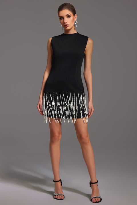 Nanci Sleeveless Pearl Mini Dress by Bella Barnett