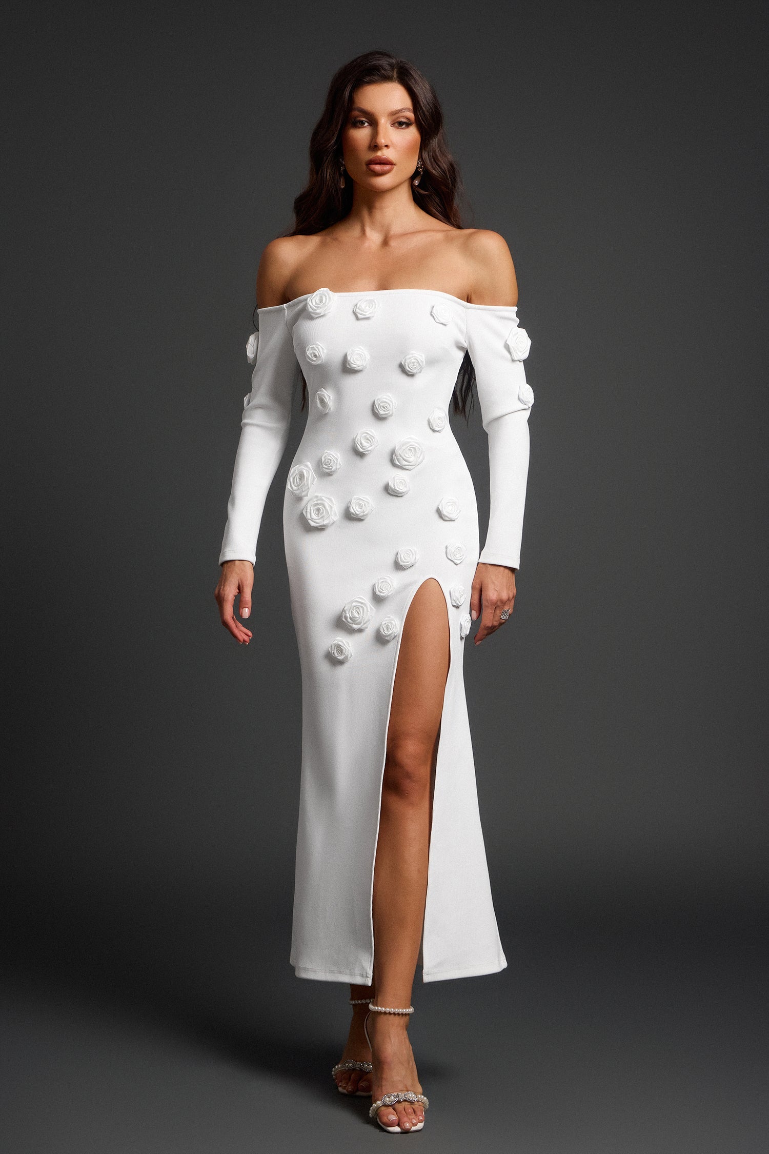 Roie Off Shoulder Maxi Bandage Dress D240903120