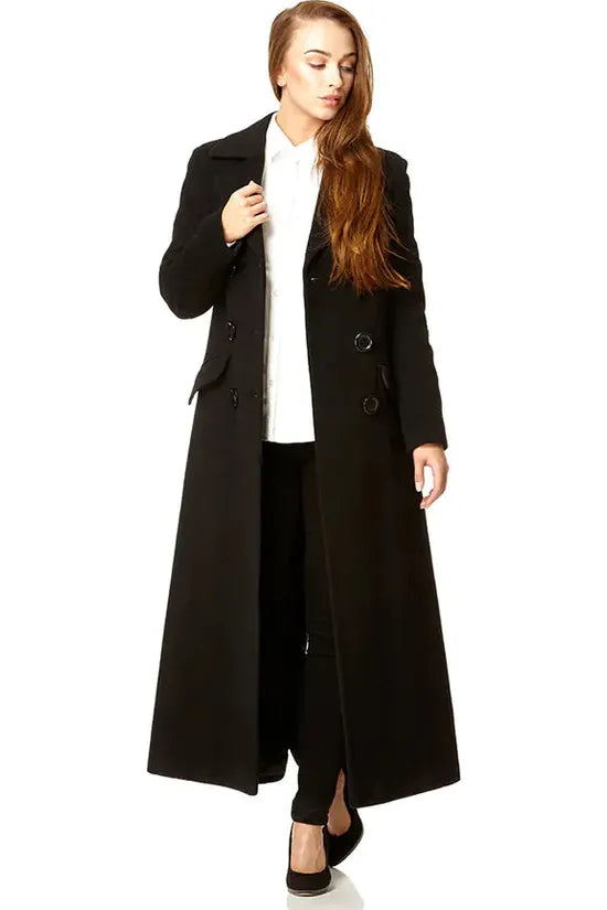 Wool Blend Double Breasted Long Coat 1319