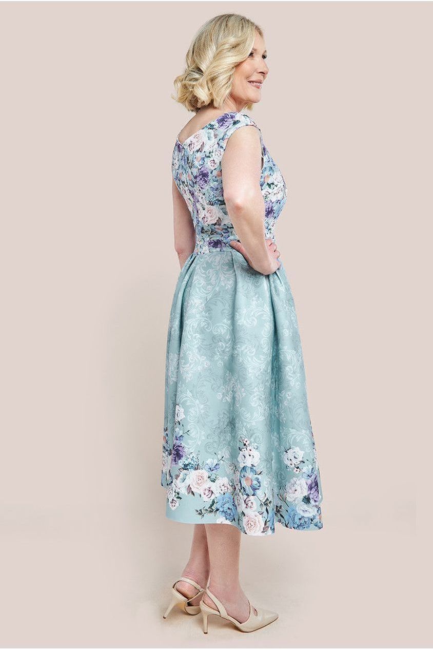 Sweetheart Floral Midi Dress - Sage Green DR3207M