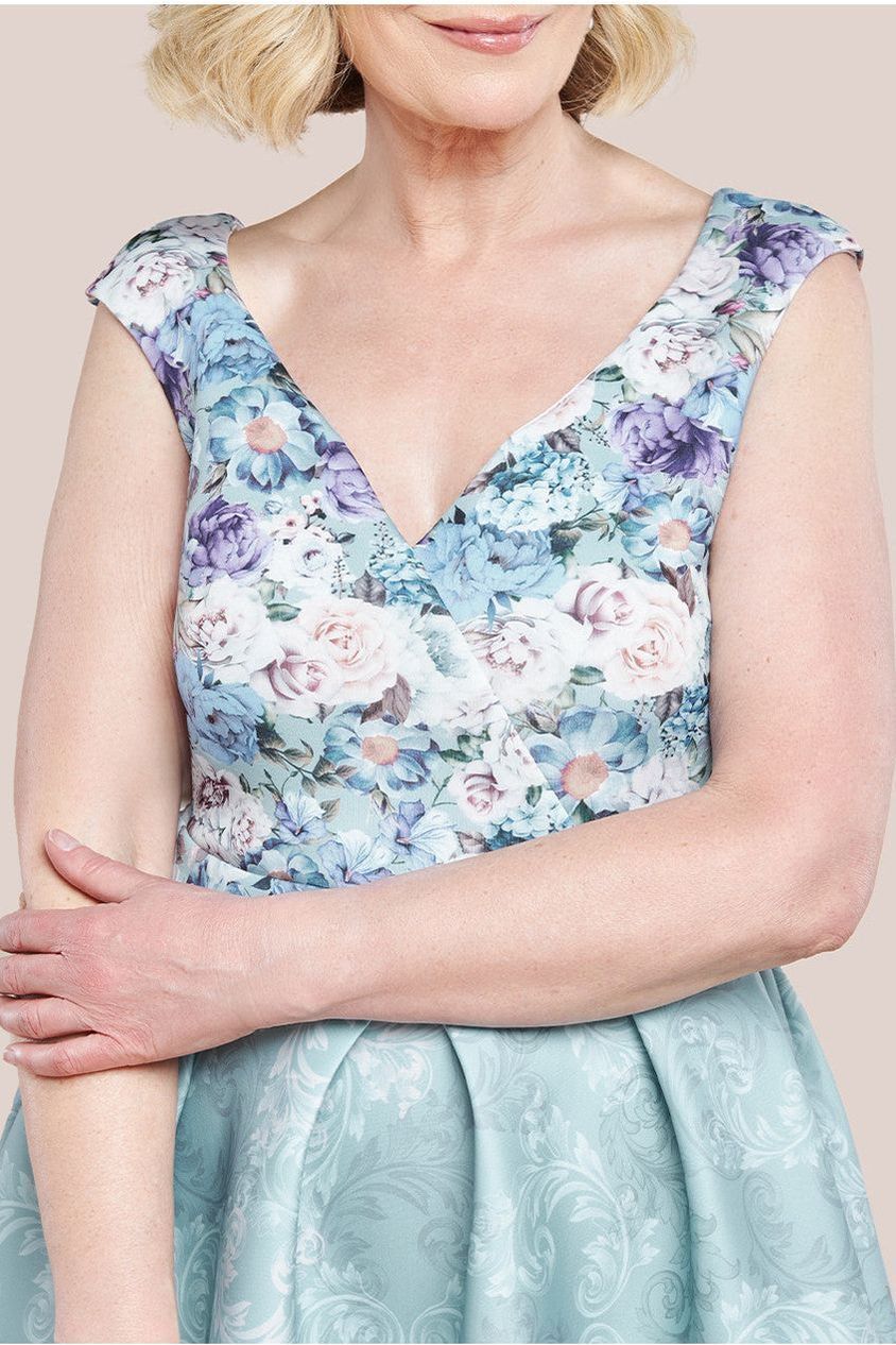 Sweetheart Floral Midi Dress - Sage Green DR3207M