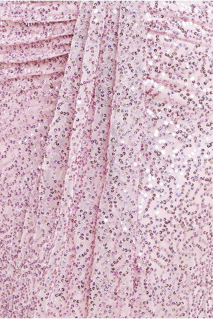 Plunge V-Neck Sequin Maxi Dress - Blush DR3833M