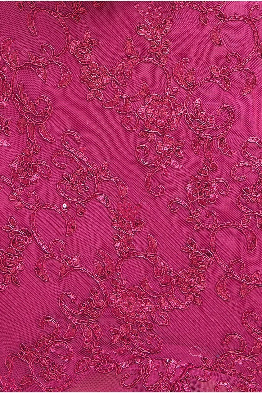 Lace Scallop Edge Mermaid Maxi Dress - Burgundy DR3890M