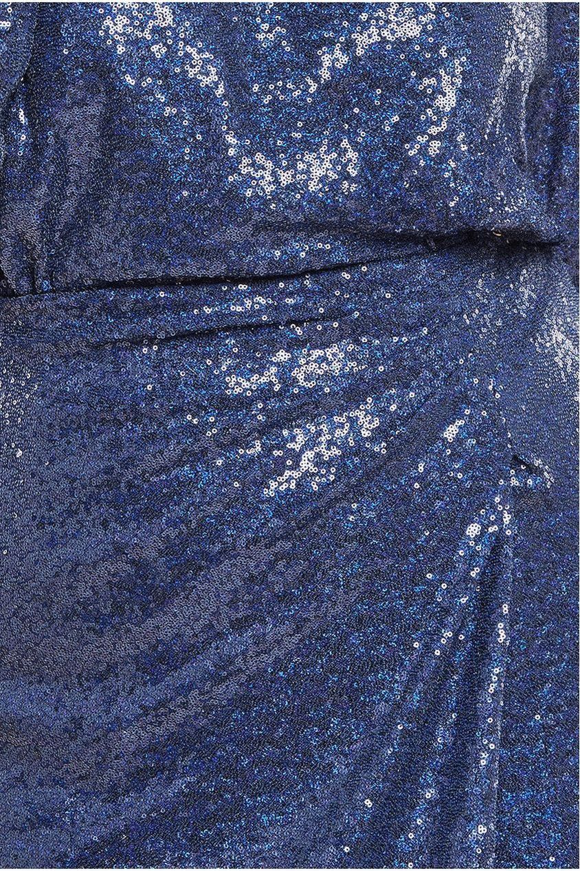 Sequin Front Split Shirt Dress - Navy DR4034M