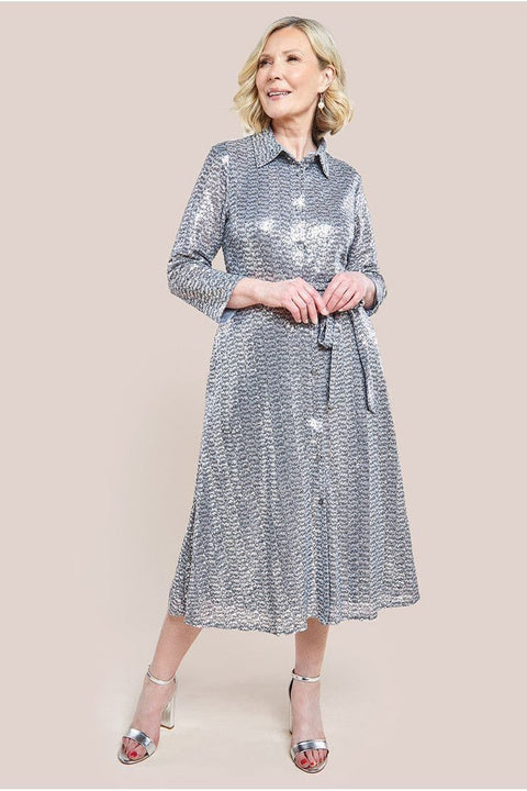 Sequin Skater Shirt - Silver by Goddiva