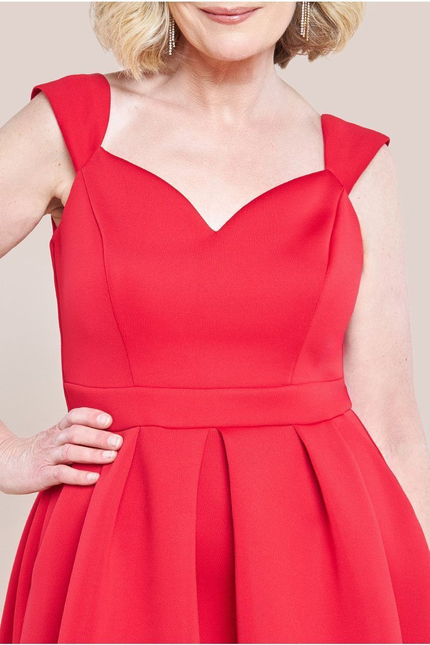 Scuba Foam Skater Midi Dress - Red DR4133M