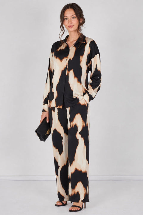 Black And Cream Abstract Print Co-ord Set by LOVE SUNSHINE