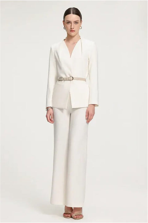 Belted Smooth Long Suit Set by Skye&Iris