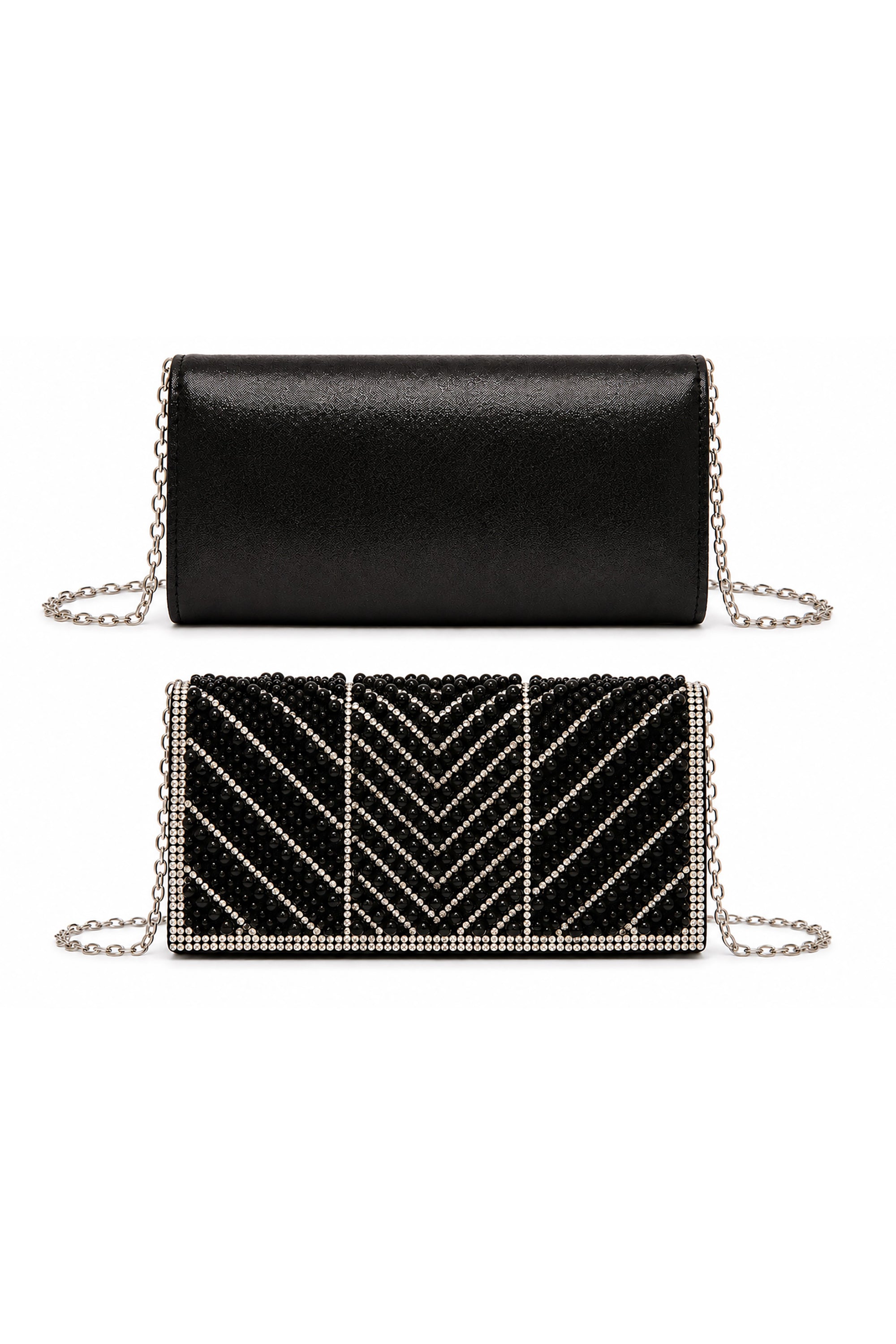 Pearl And Rhinestone Embellished Clutch Bag AC0000714