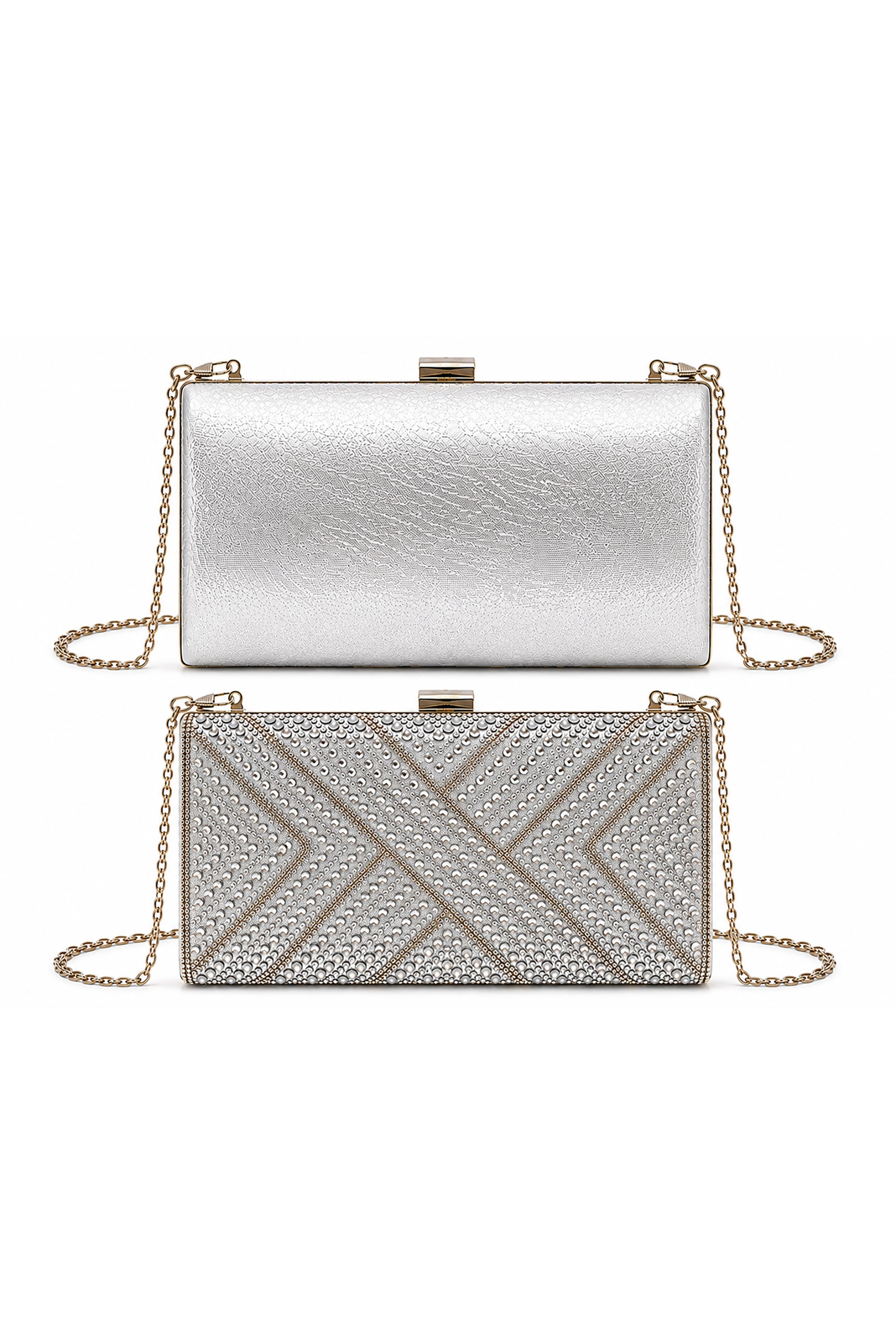 Rhinestone Embellished Box Clutch Bag AC0000717