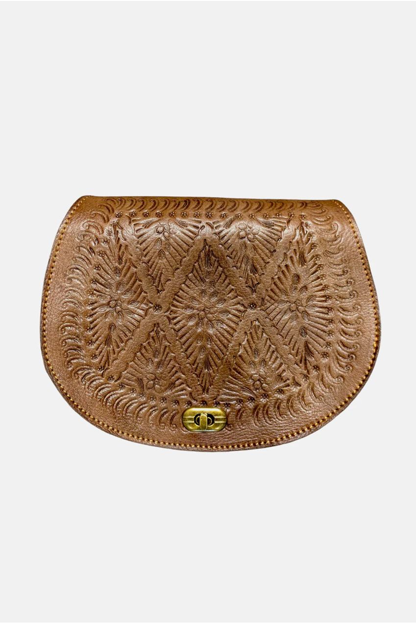 The Temara Embossed Saddle Bag In Brown 2012