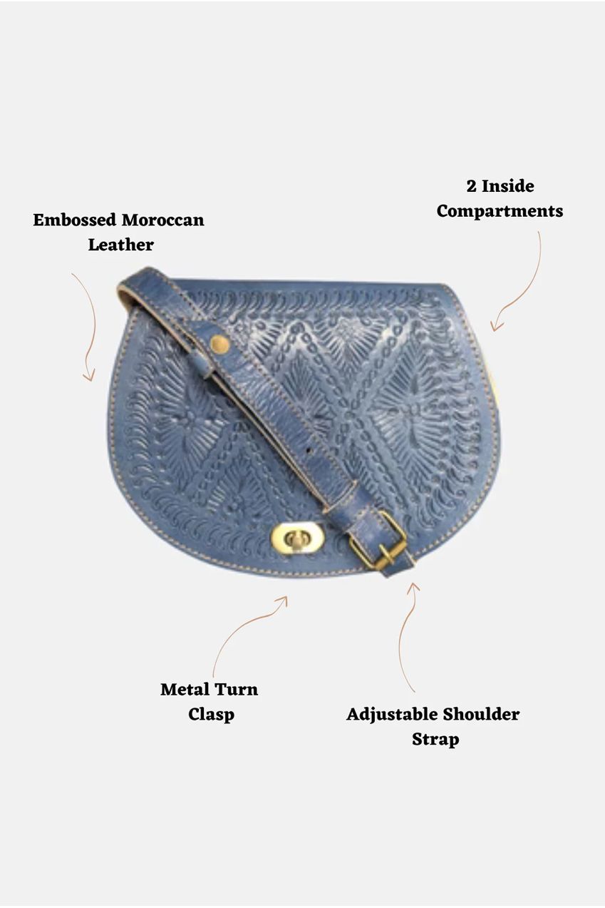 The Temara Embossed Saddle Bag In Navy Blue 2014
