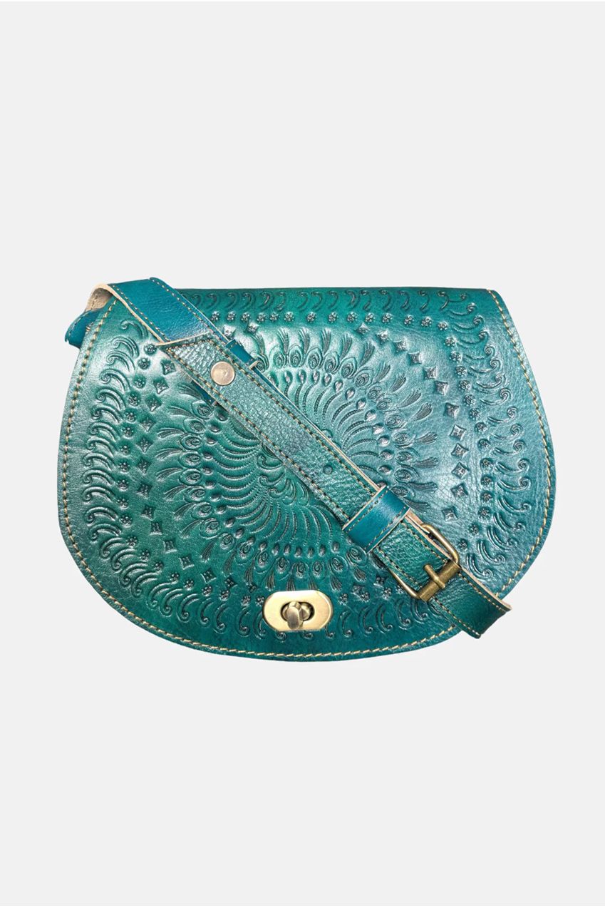The Temara Embossed Saddle Bag In Teal 2015