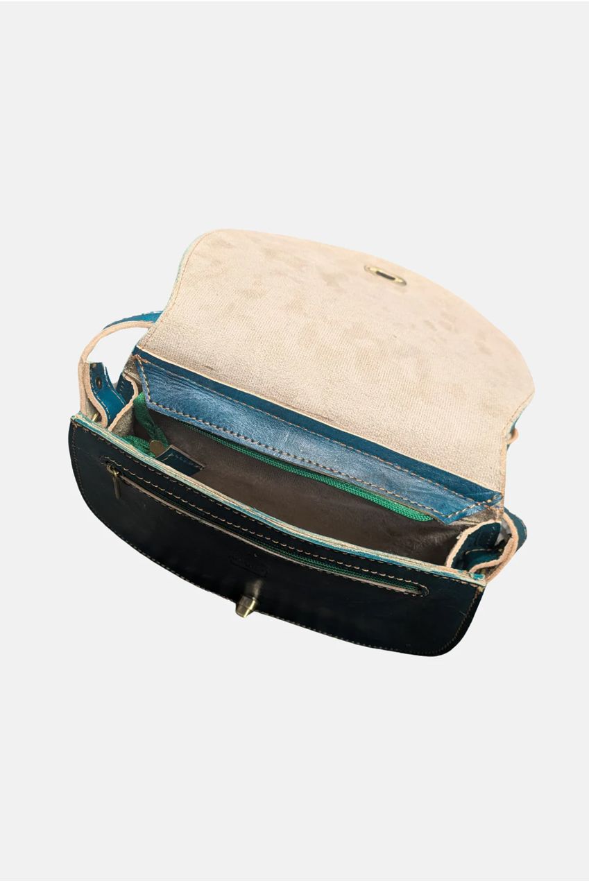 The Temara Embossed Saddle Bag In Teal 2015