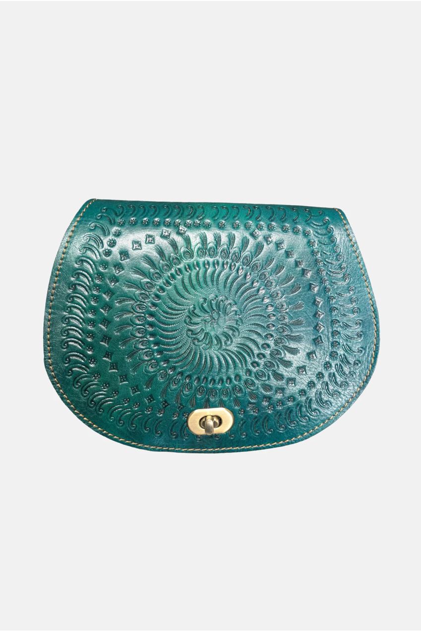 The Temara Embossed Saddle Bag In Teal 2015