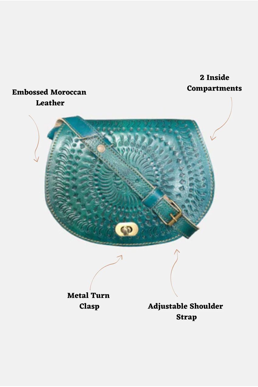 The Temara Embossed Saddle Bag In Teal 2015