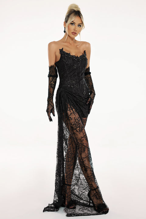 Thandiwe Lace Strapless Maxi Dress by Bella Barnett