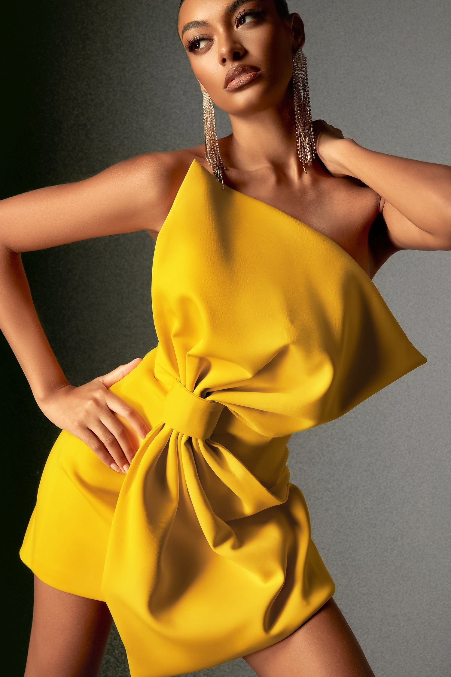 Majrela Bowknot Strapless Mini Dress - Yellow D240701245