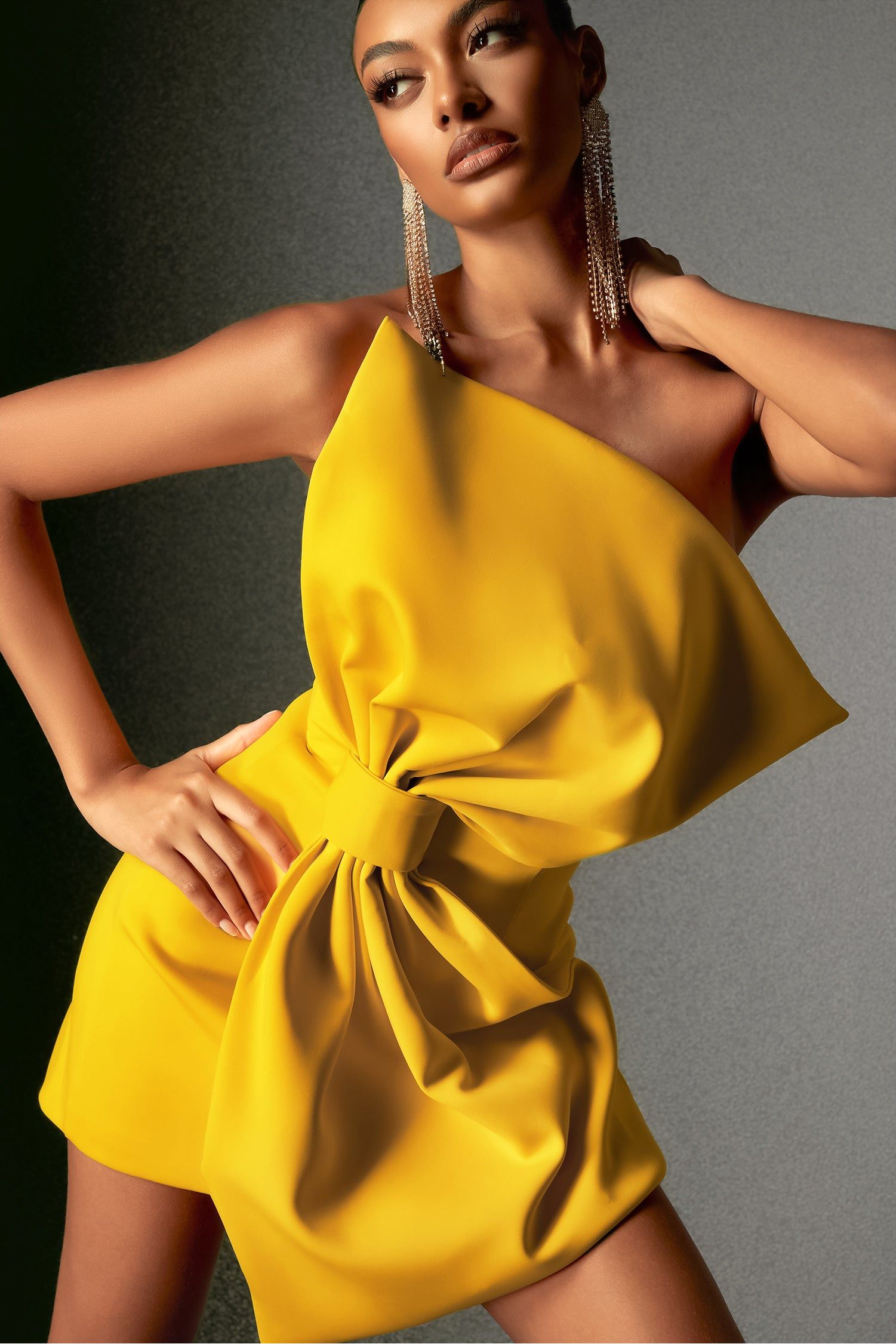 Majrela Bowknot Strapless Mini Dress - Yellow D240701245