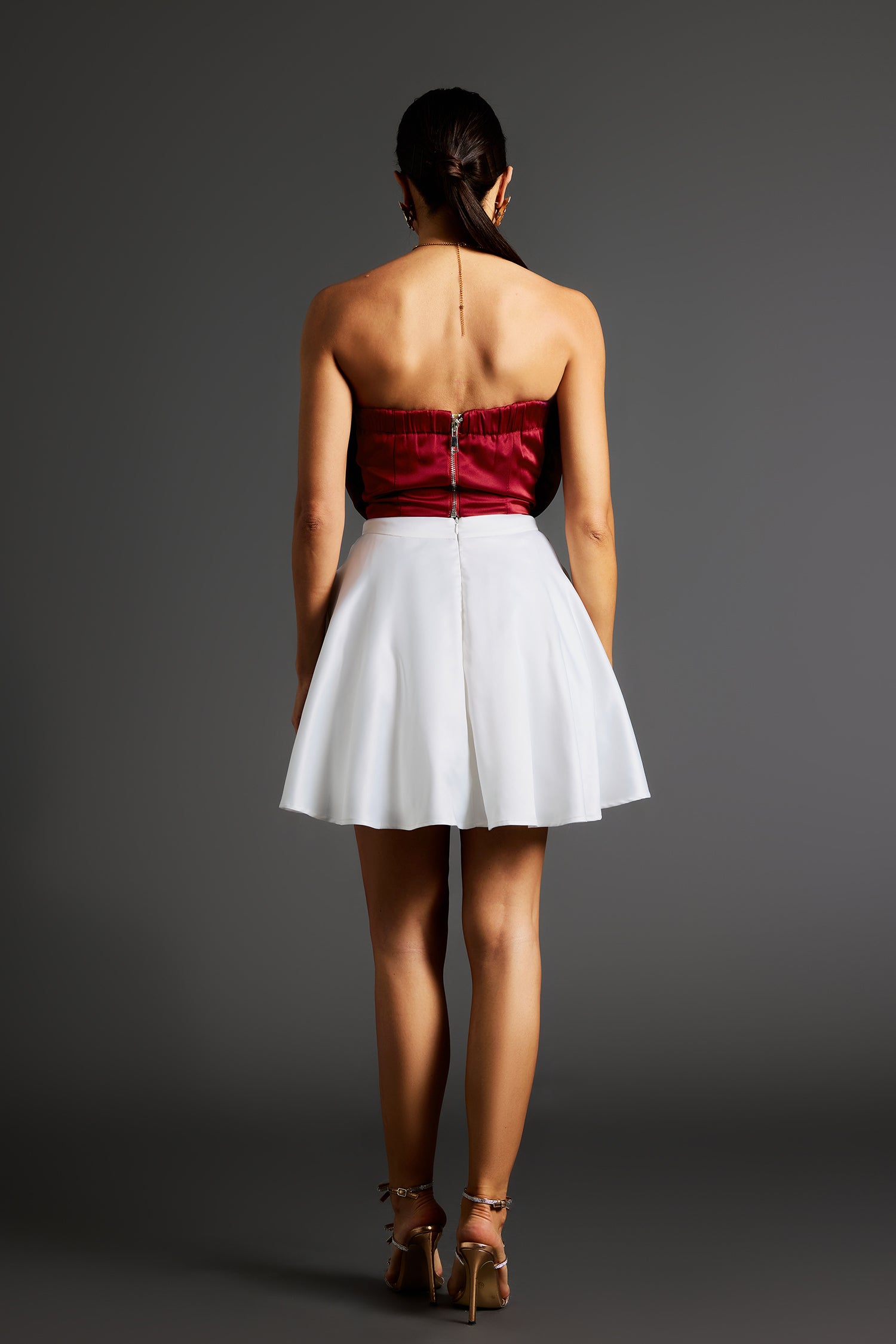 Neela Flower Strapless Waist Mini Dress D240901208