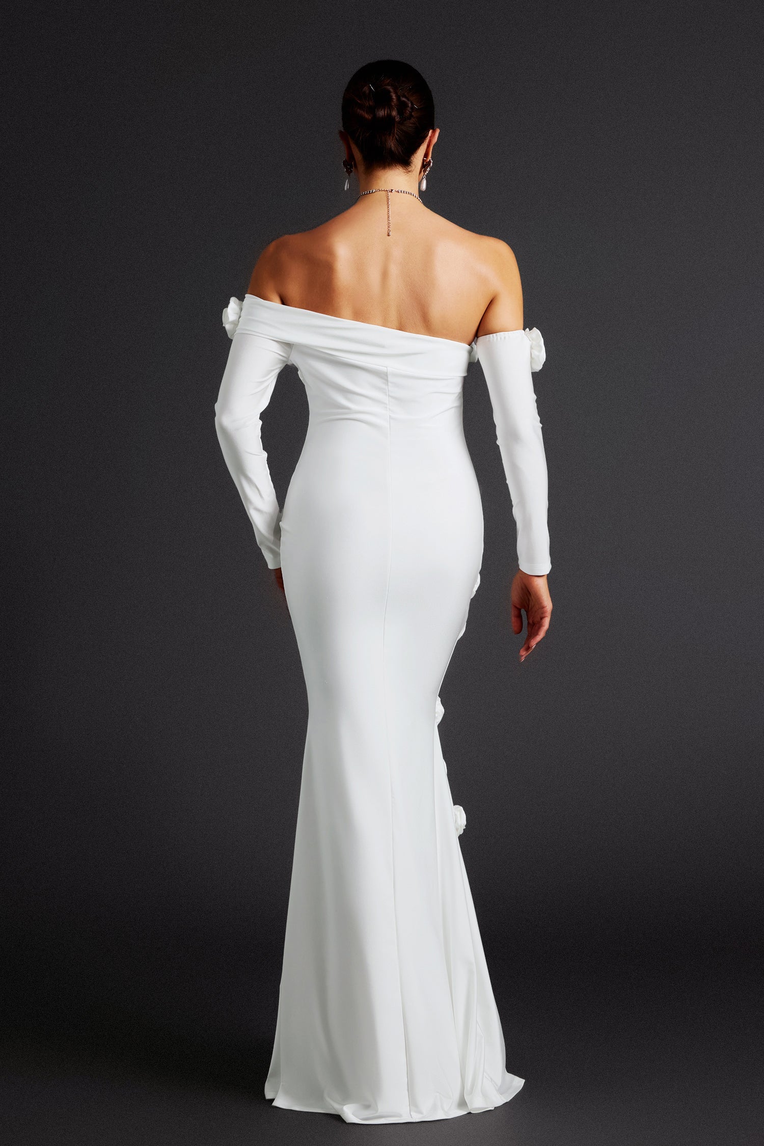 Nerlii Flower Off Shoulder Maxi Dress D241003018