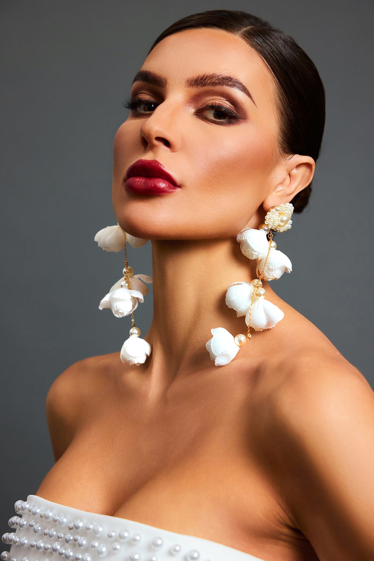 Lita Flowers Pearl Tassel Maxi Earrings A241200319