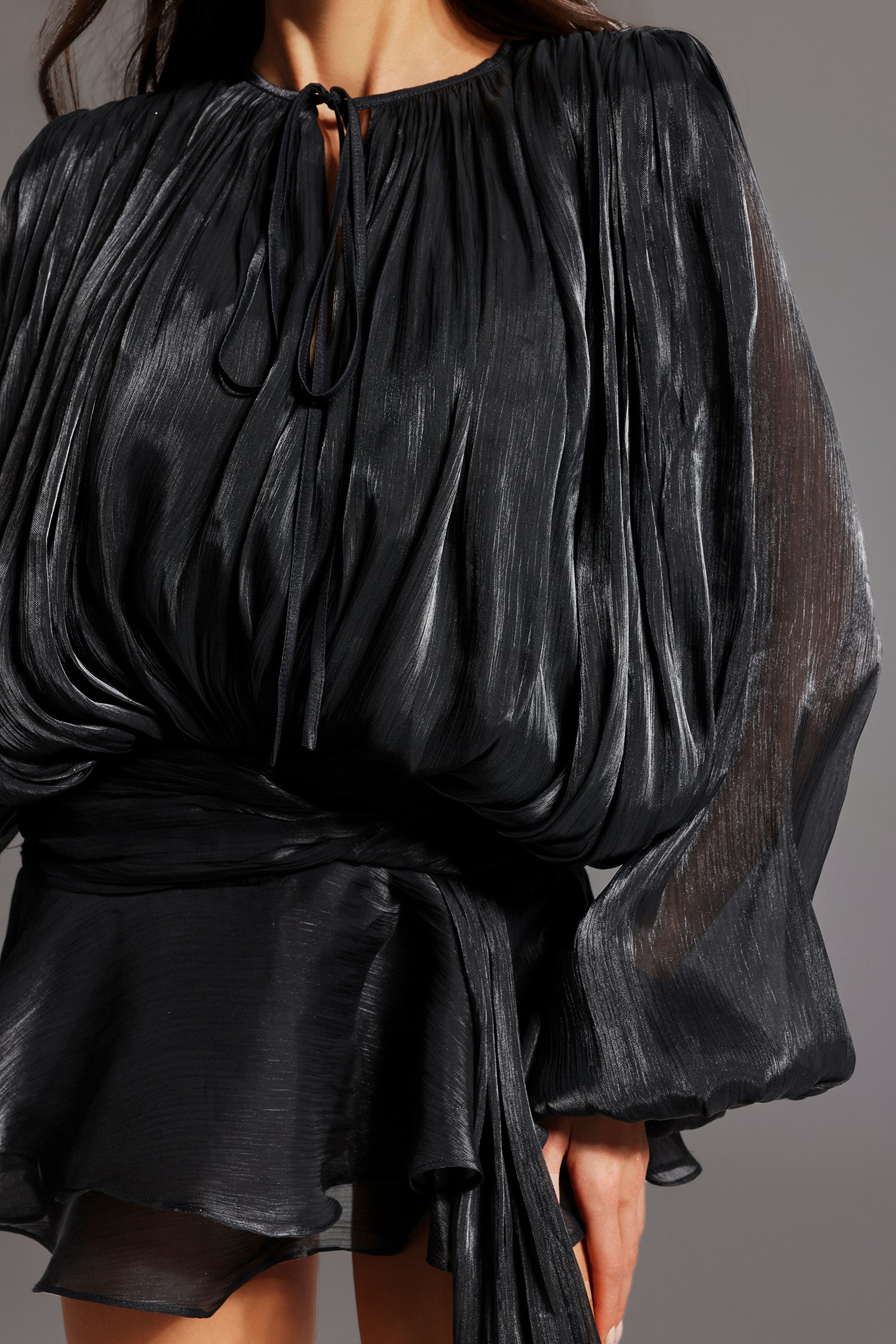 Yoland Long Sleeve Lacing Mini Dress D241201554