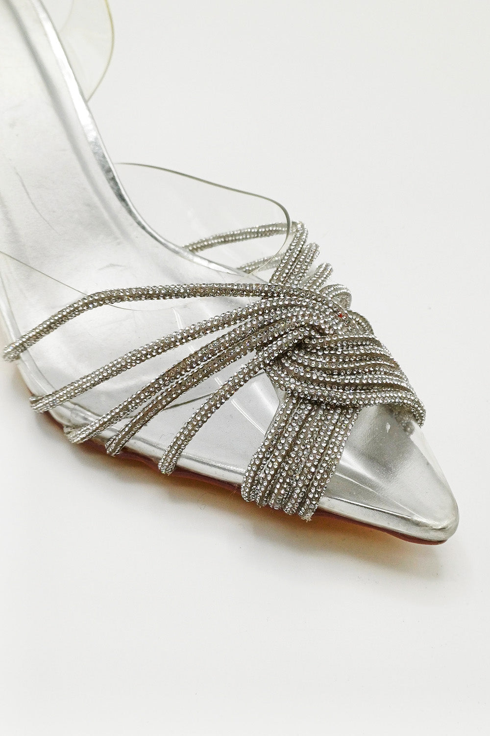 Liz Diamante Embellished Sling Back Perspex Court Shoes In Silver DOVER2-SVR