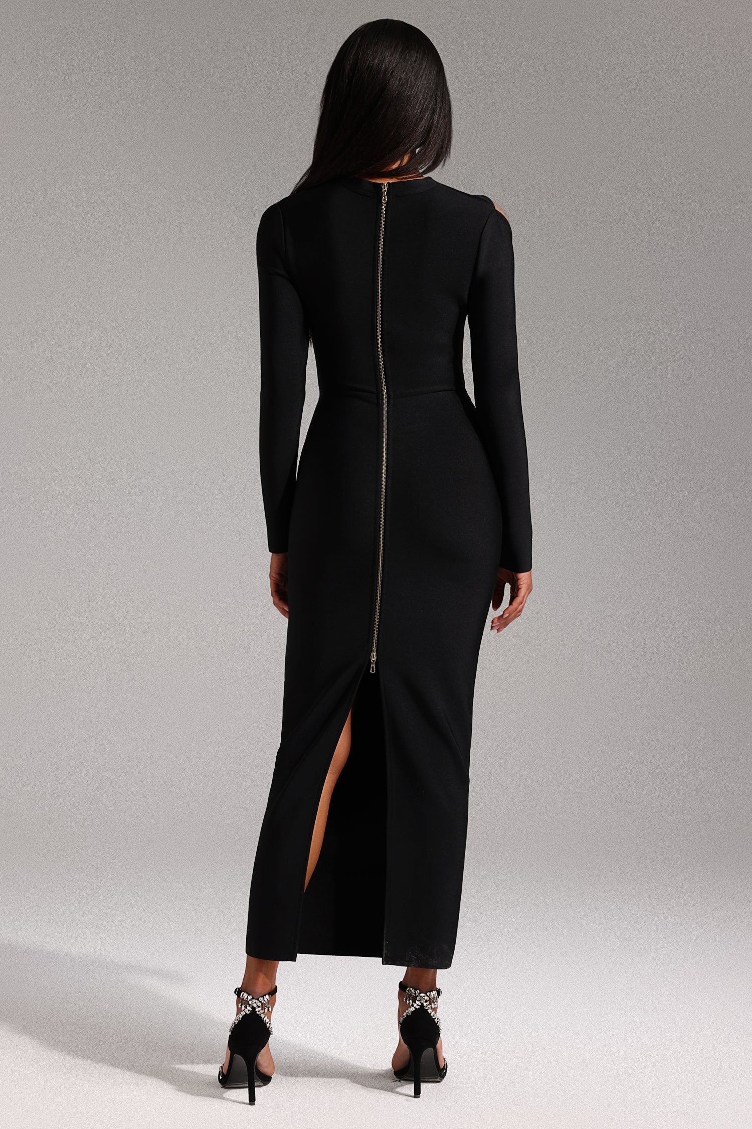 Lave Long Sleeves Hollow Out Bandage Maxi Dress D241202602