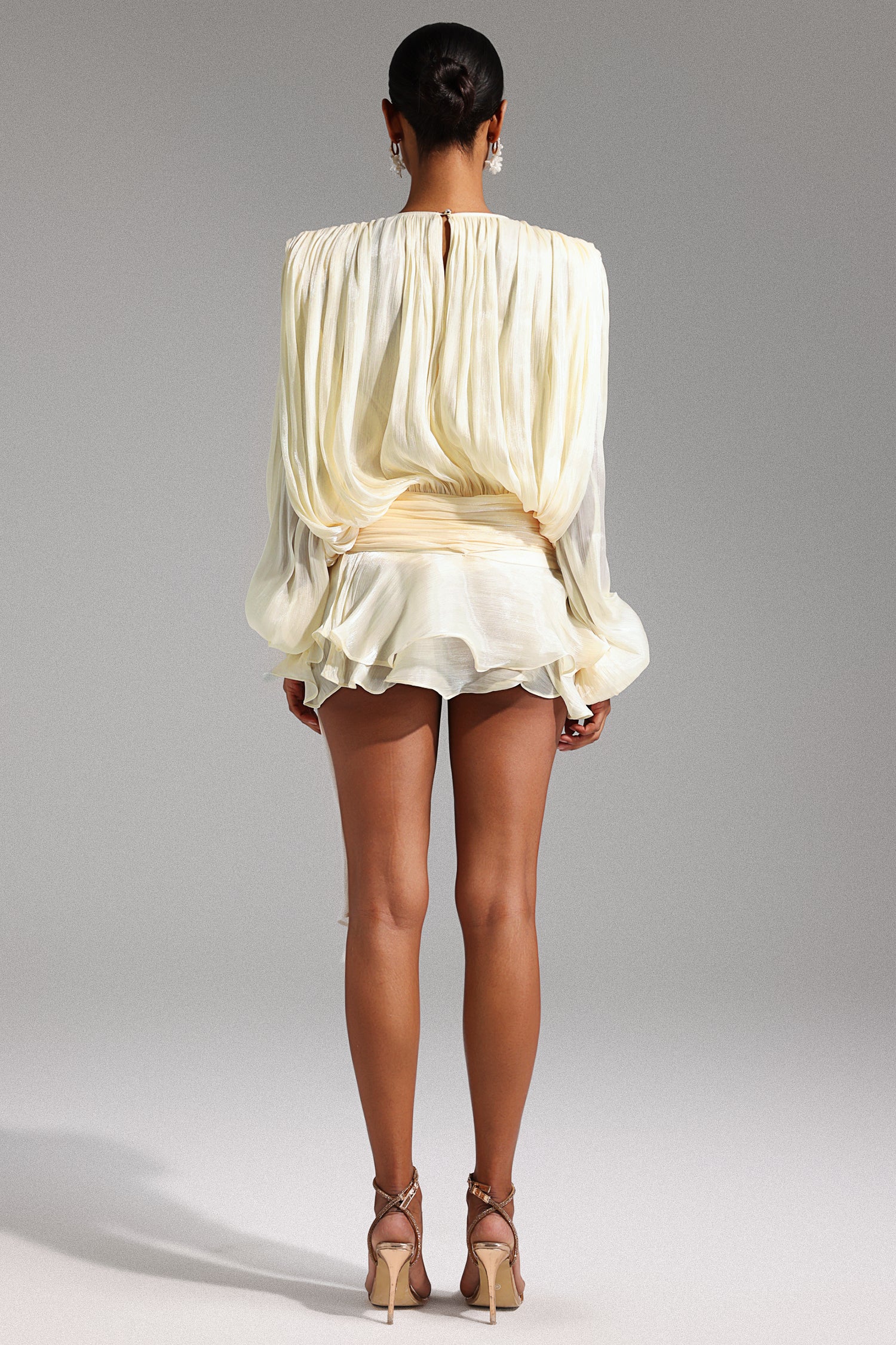 Dekia Long Sleeve Hollow Out Flounce Mini Dress D241201554