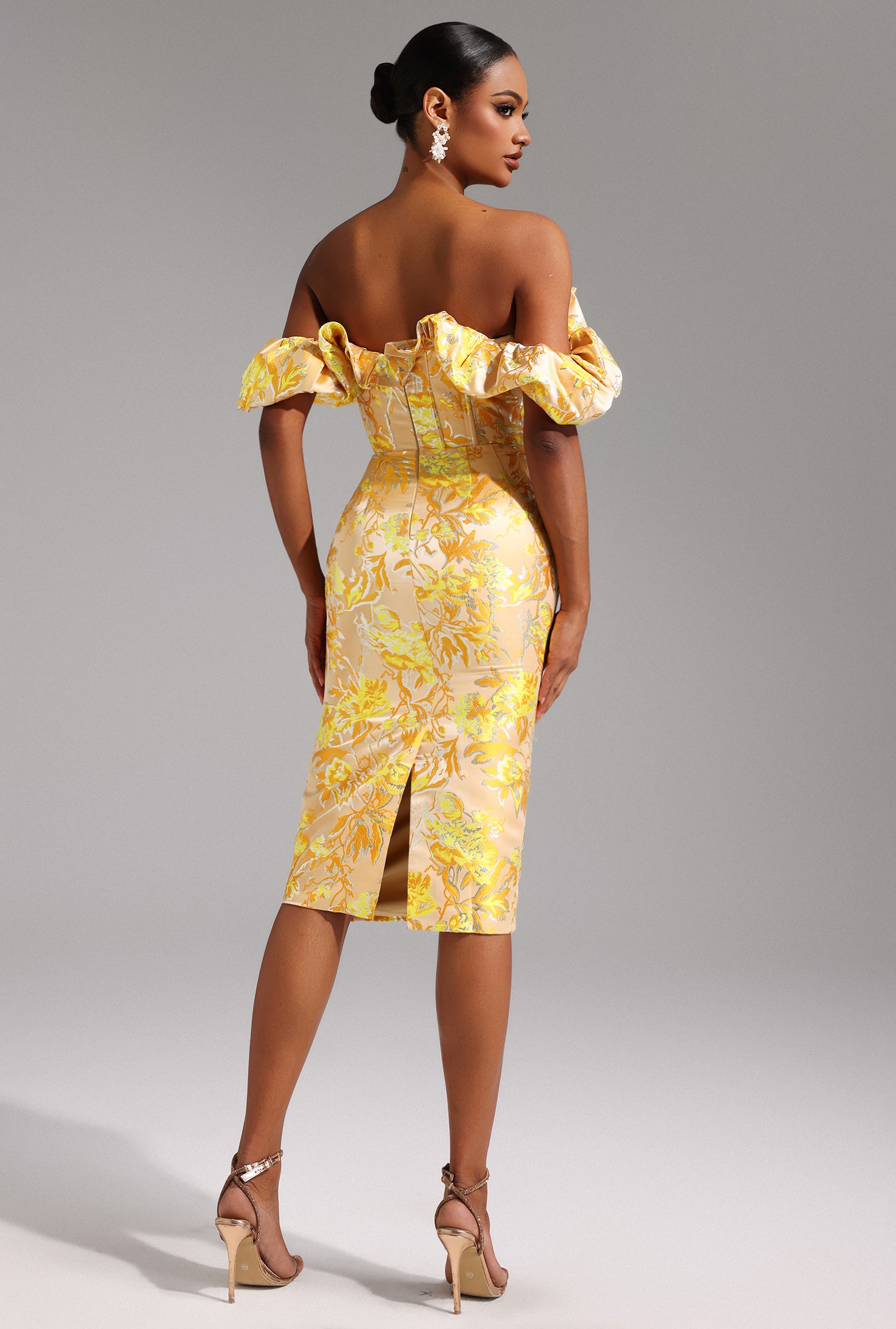 Merrit Off-the-Shoulder Jacquard Midi Dress D250101133