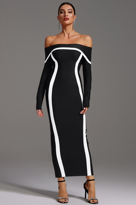 Hilda Off-the-Shoulder Long Sleeve Maxi Dress by Bella Barnett