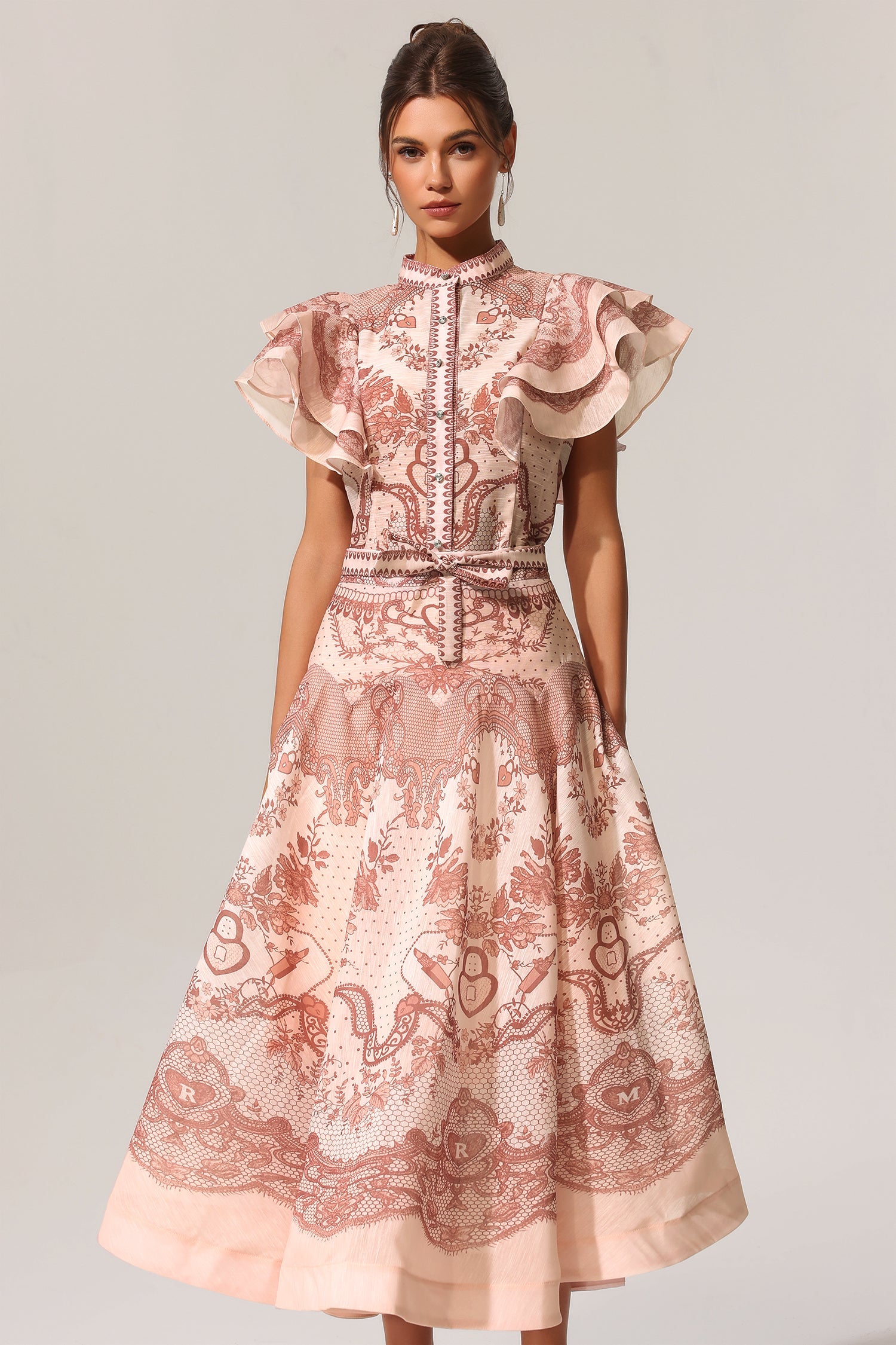 Kimivi Sleeveless Floral Printed Shirt Two-Piece Set C250300120