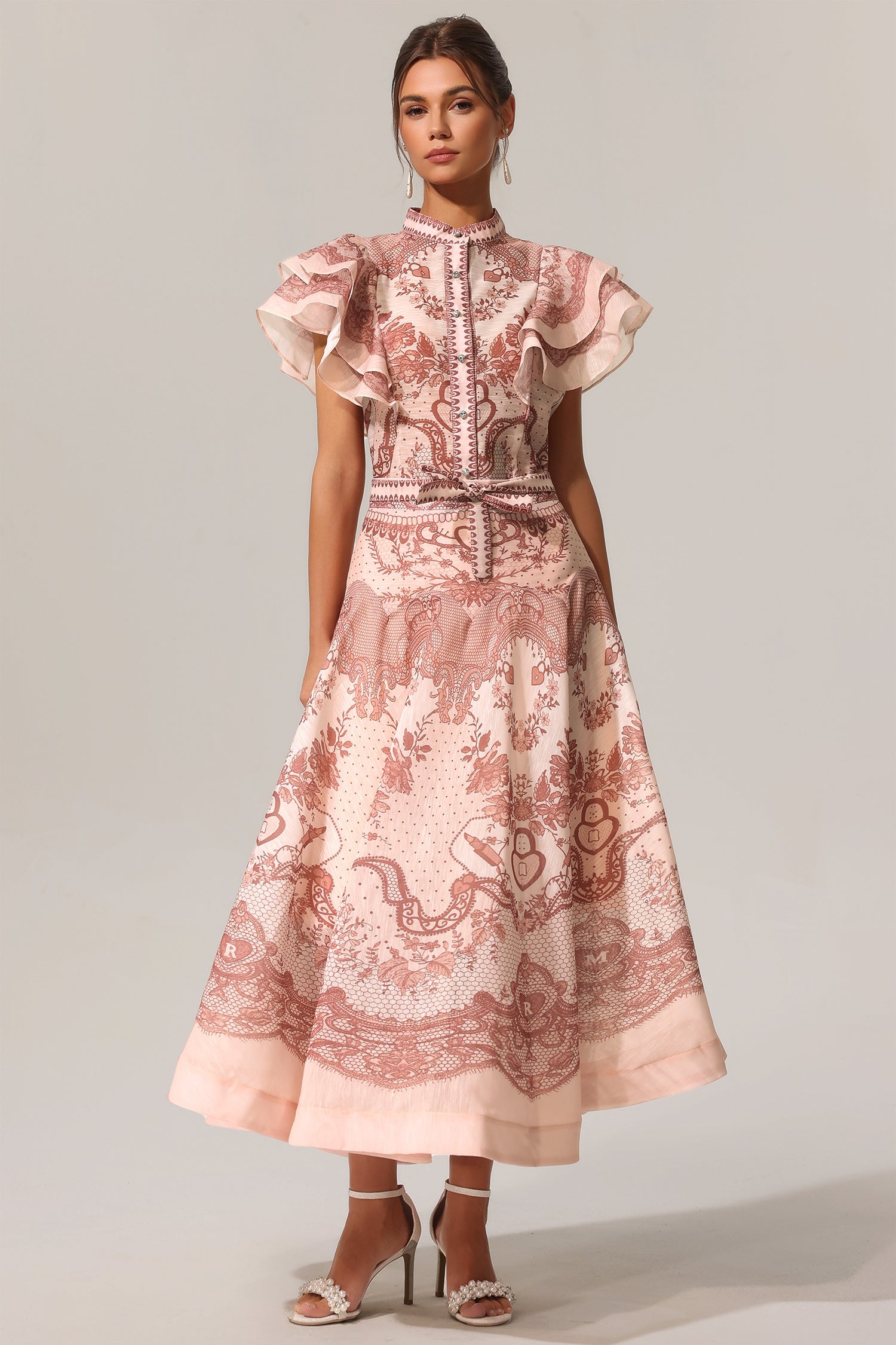 Kimivi Sleeveless Floral Printed Shirt Two-Piece Set C250300120