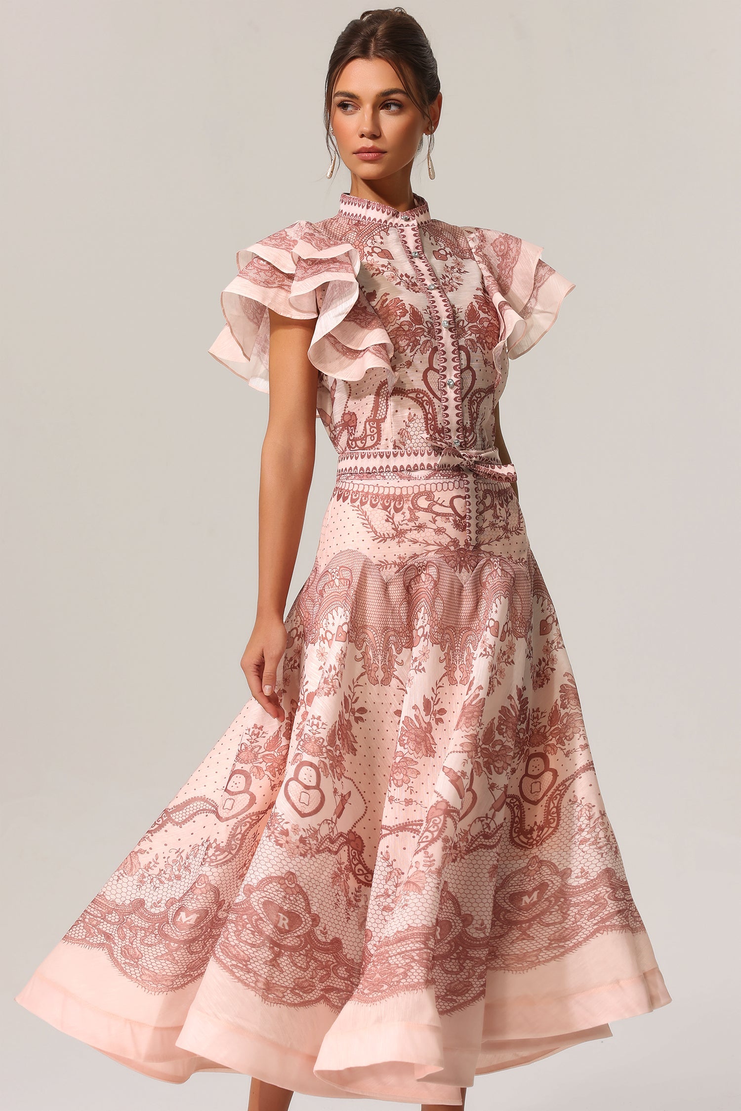 Kimivi Sleeveless Floral Printed Shirt Two-Piece Set C250300120
