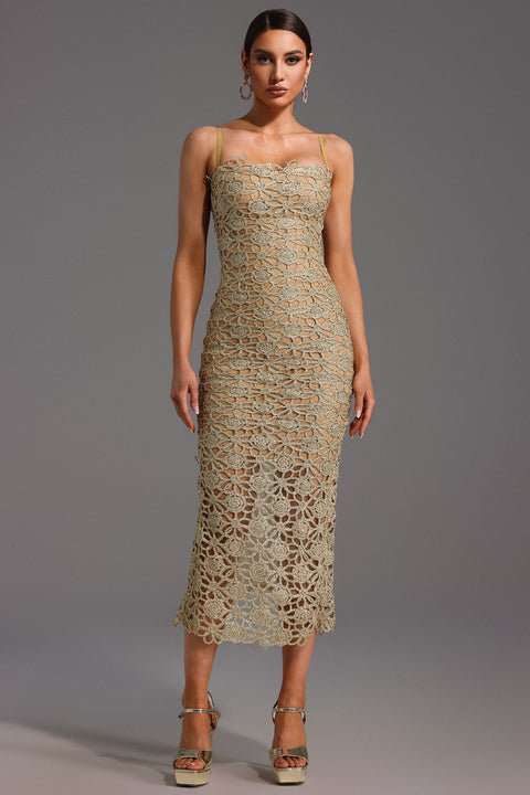 Lelia Sleeveless Hollow Out Slit Midi Dress by Bella Barnett