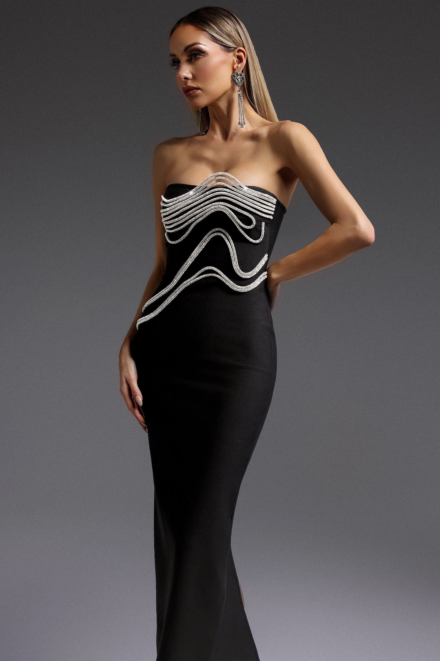 Oga Sleeveless Diamond Bandage Maxi Dress D250101207