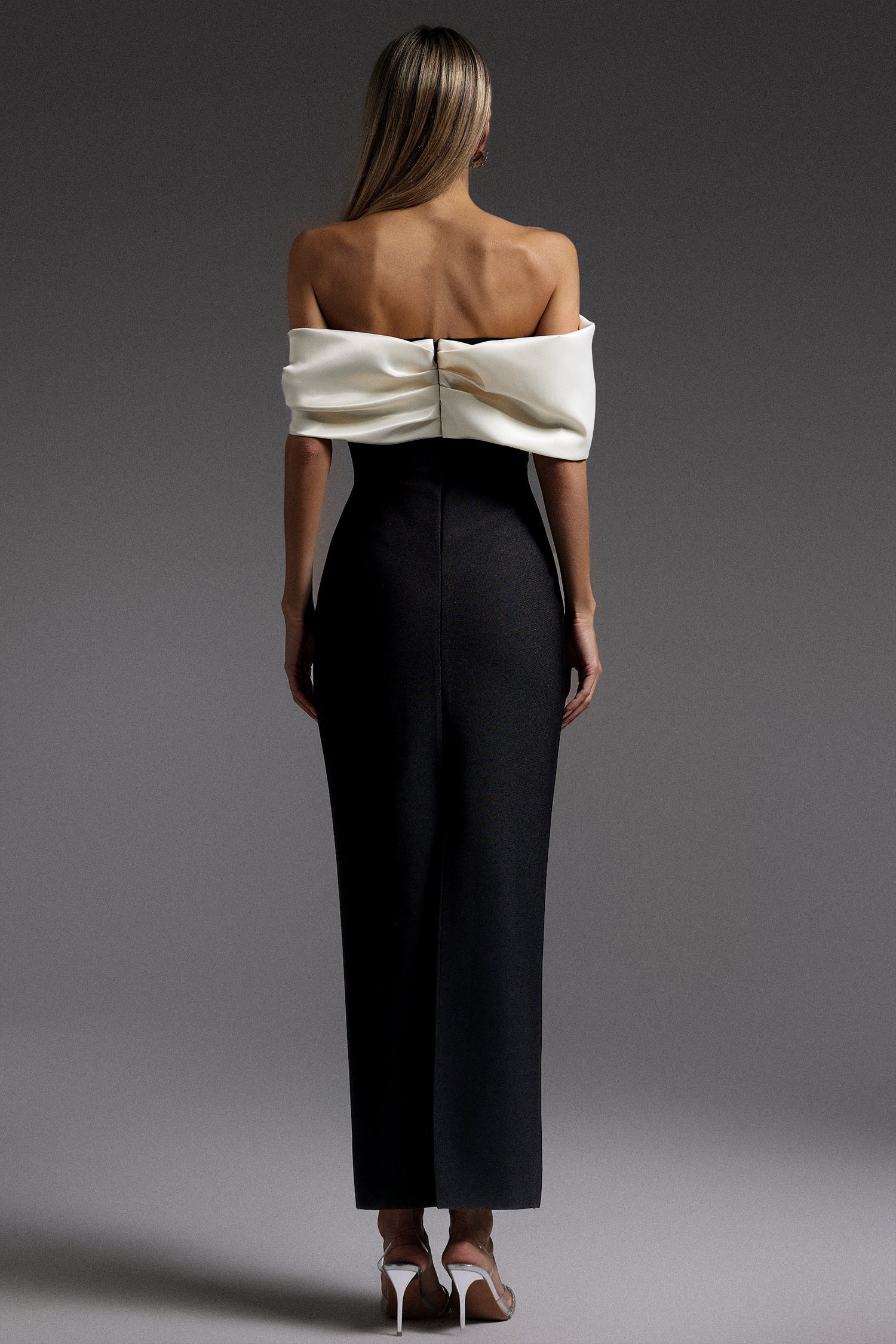 Lala Off-The-Shoulder Fold Bandage Maxi Dress D250301631