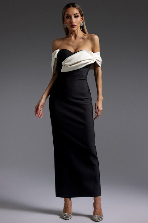 Lala Off-The-Shoulder Fold Bandage Maxi Dress by Bella Barnett