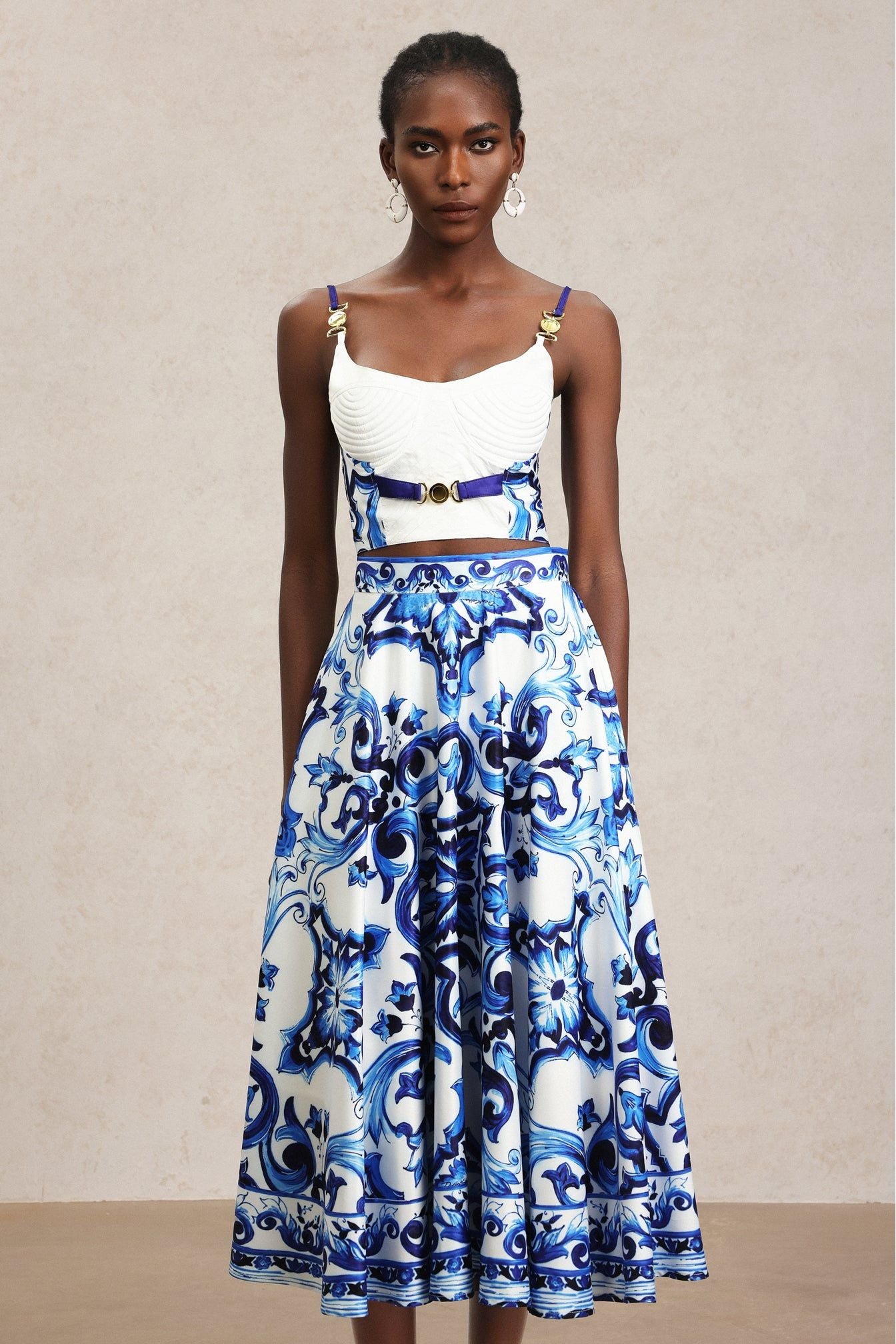 Kaona Halter Floral Printed Top And Skirt Two-Piece Set C250400031