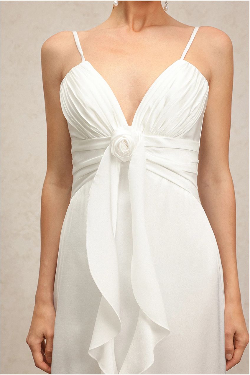 Yvonne Sleeveless V-Neck Flowers Flounce Maxi Dress D250101301