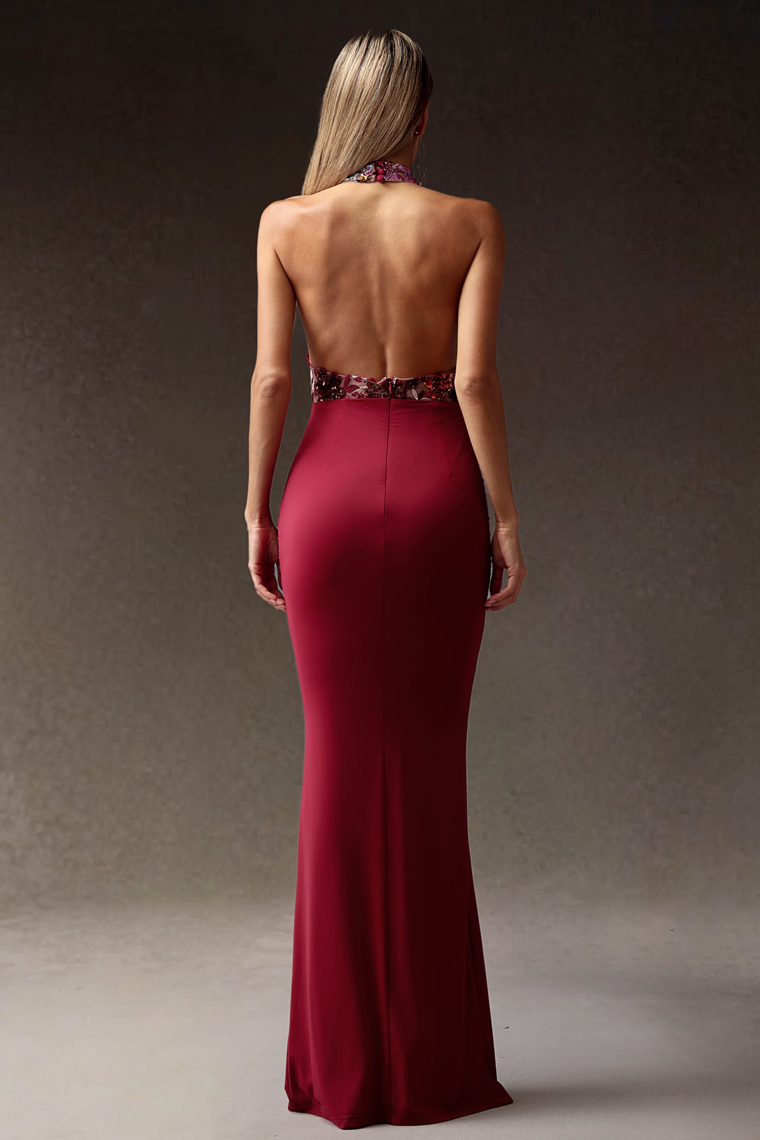 Elisabeth Flowers Sequins Slim Maxi Dress D250501335