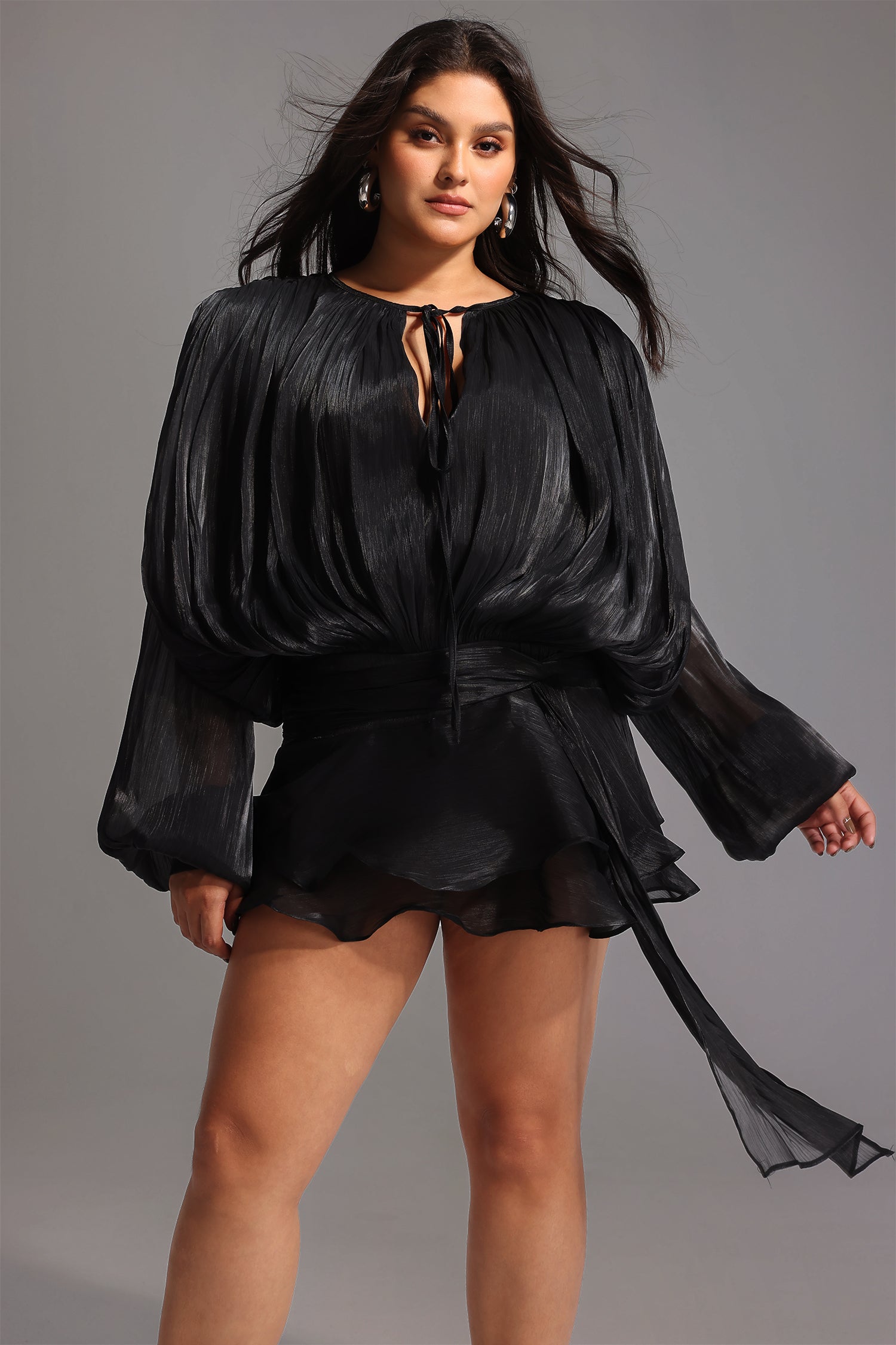 Yoland Long Sleeve Lacing Mini Dress D241201554