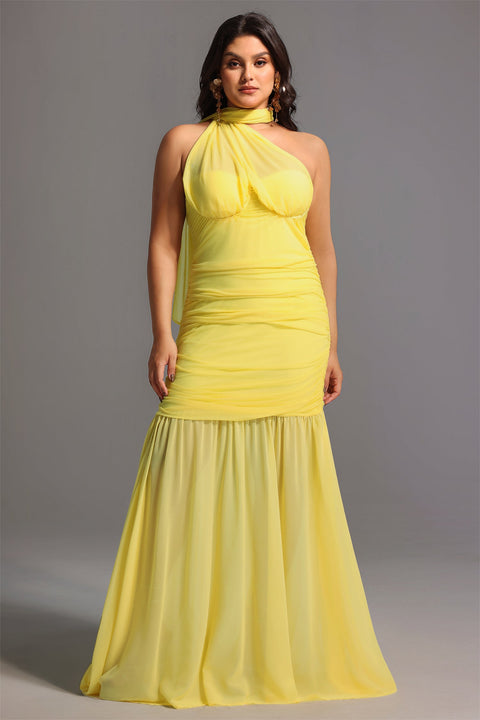 Ulasa Sleeveless Ruched Mesh Maxi Dress by Bella Barnett