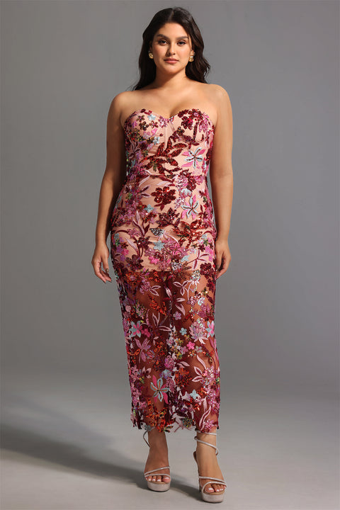 Lilya Off-the-Shoulder Embroidery Sequin Maxi Dress by Bella Barnett