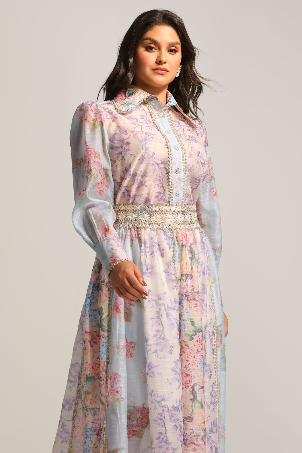 Ruby Long Sleeve Floral Printed Lace Top And Skirt Two-Piece Set C250300202-FLORAL