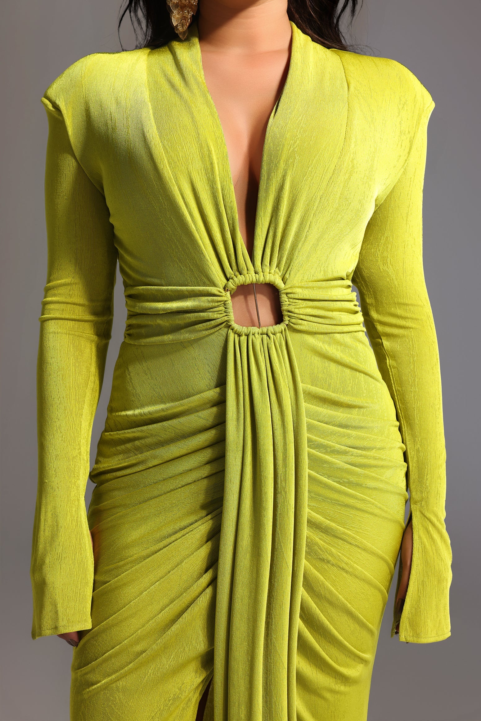 Naomi V-neck Long Sleeves Maxi Dress D241001464